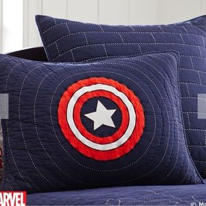Pottery barn kids quilt 1 pc shams standard size marvel pillow captain America 1